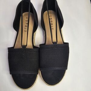 Womens Black Casual Esprit Espadrilles Flats Sz  7.5M Open Toe NWOT  Preppy S091